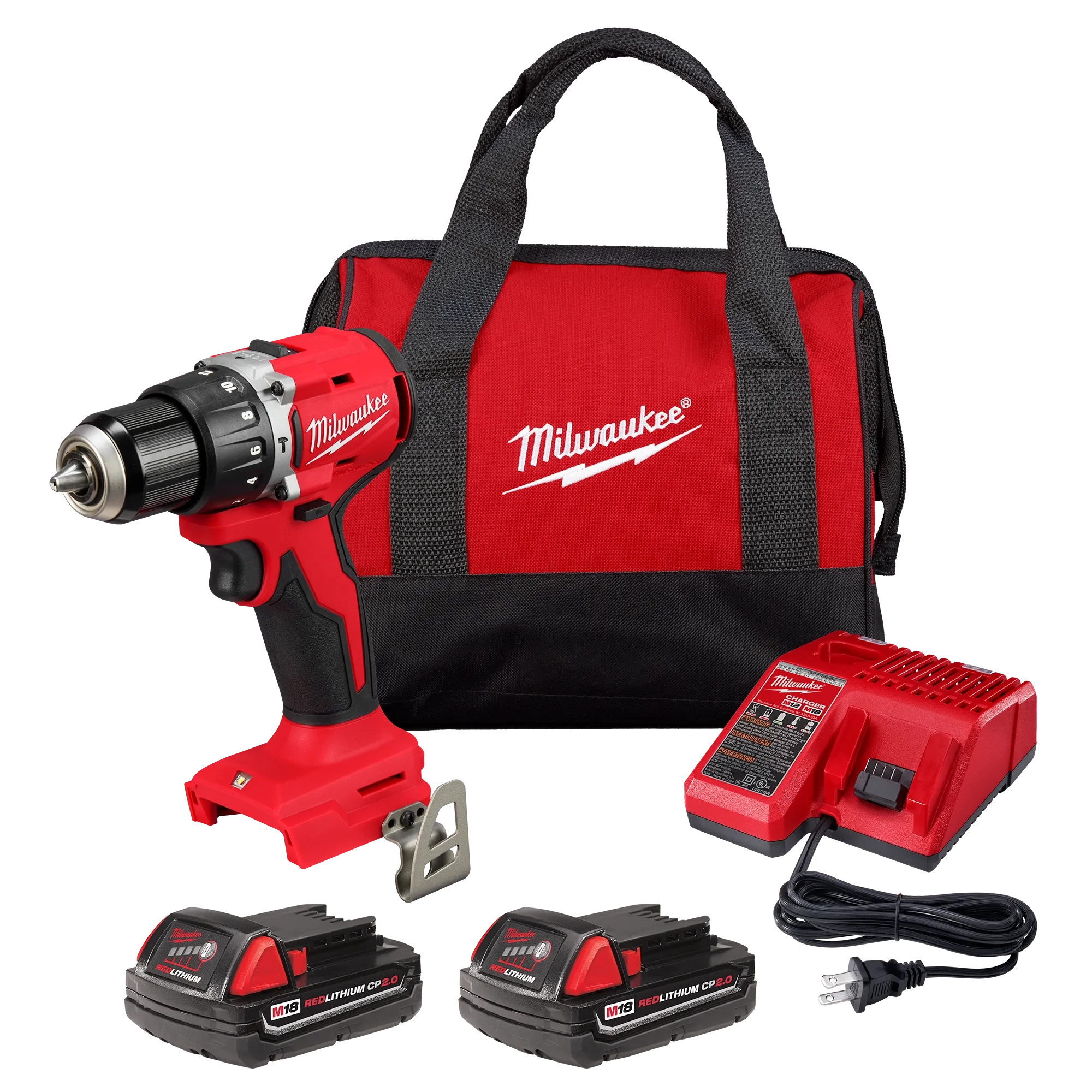 Kit de taladro/destornillador de martillo compacto sin escobillas M18™ de 1/2"
