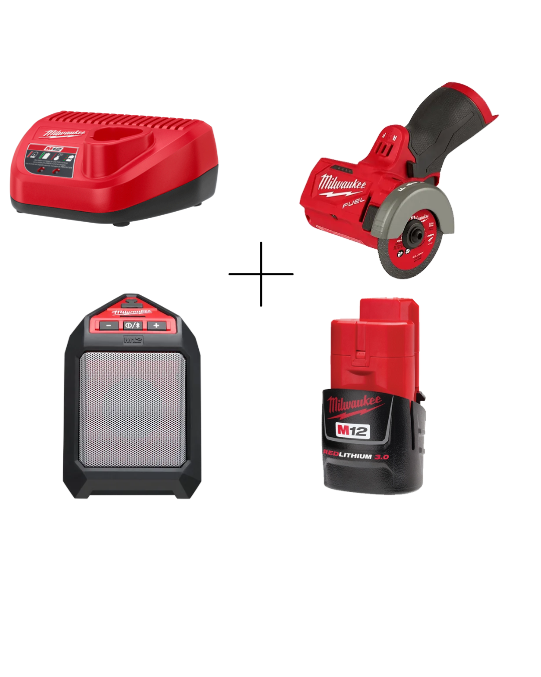 Combo Herramienta de Corte con Cargador, Batería y Parlante de Milwaukee
