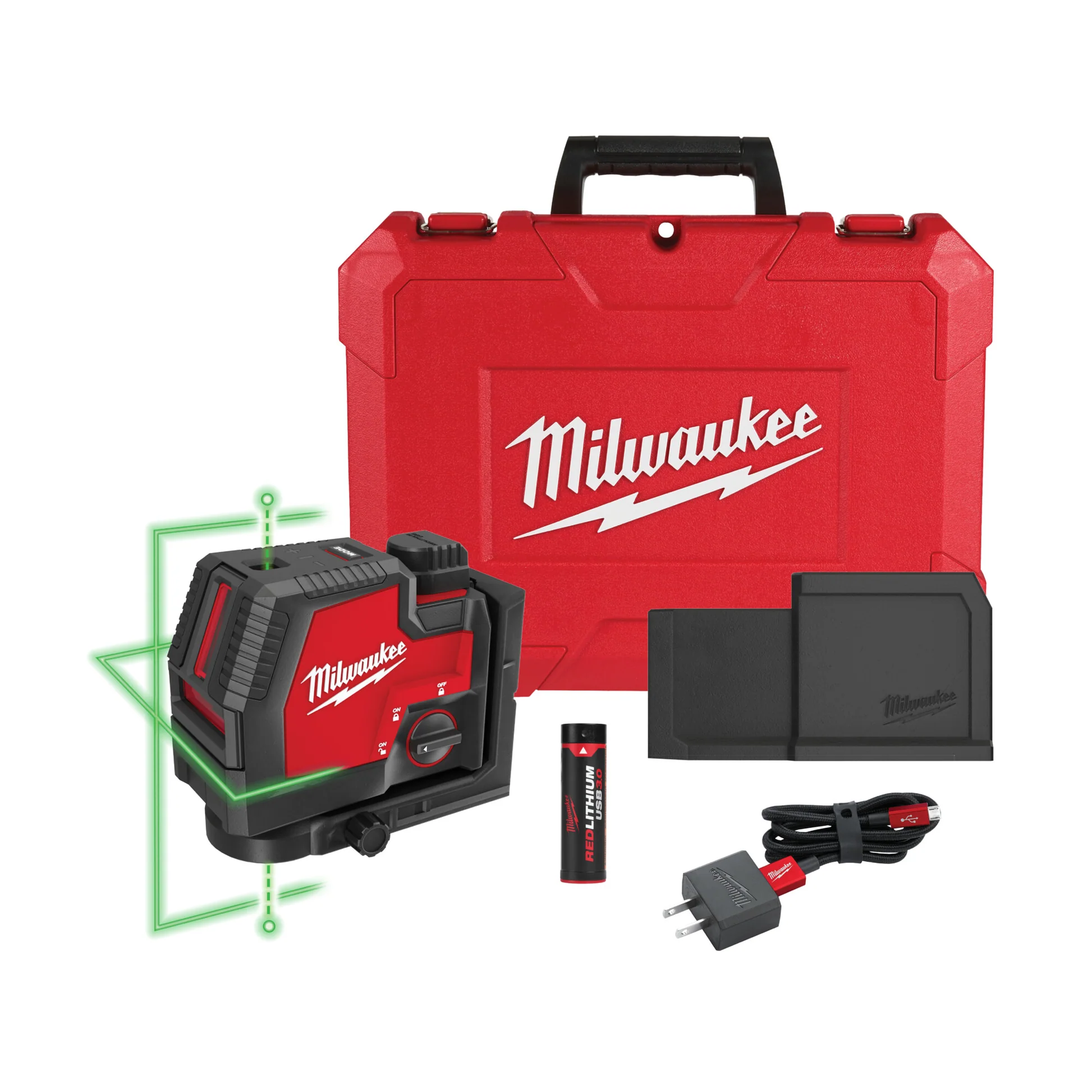 Nivel Láser Línea Verde con cargador USB Milwaukee