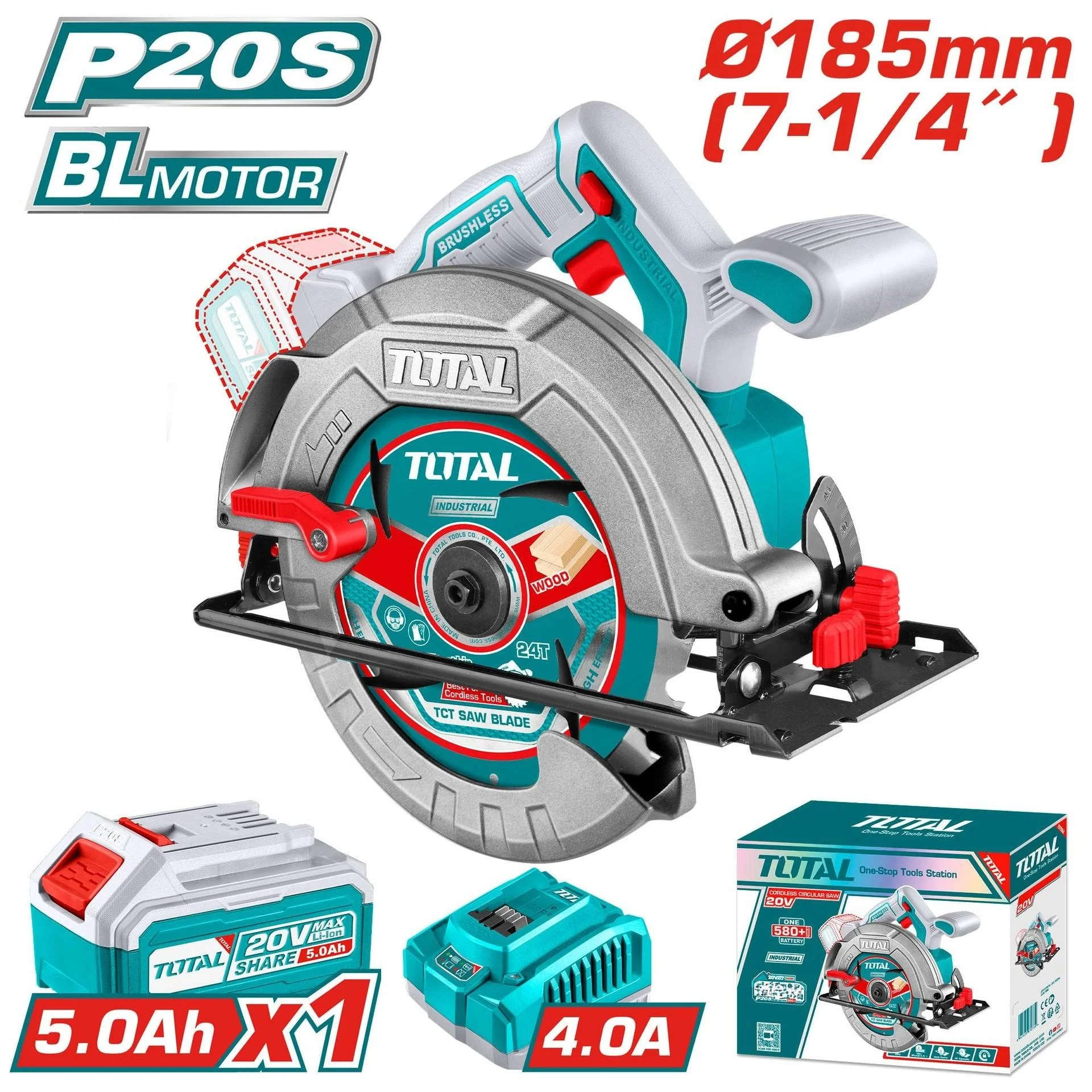 Sierra Circular Inalámbrica 20V 7 /4" Total