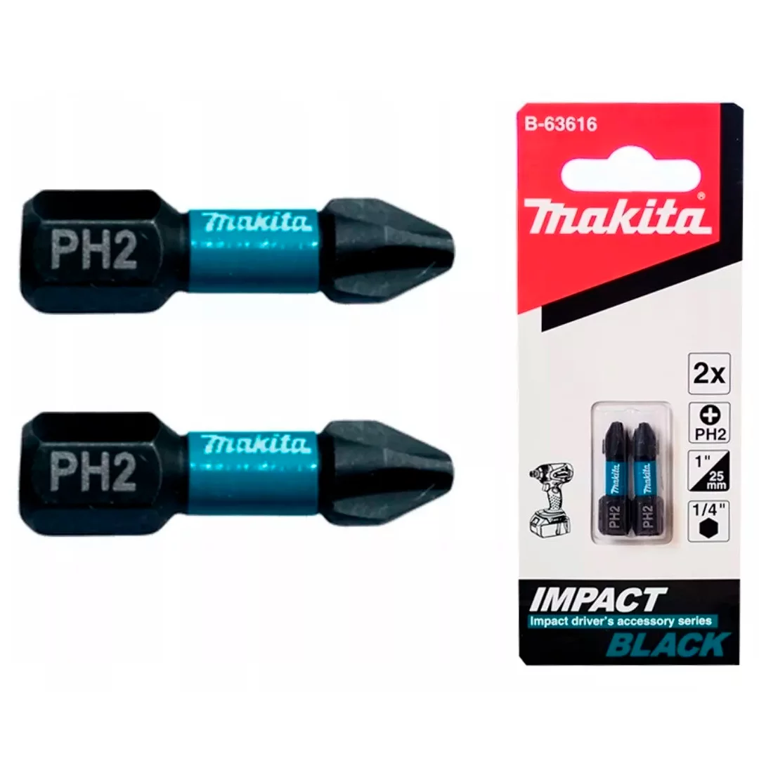 Punta impact black PH2  25mm 2pcs