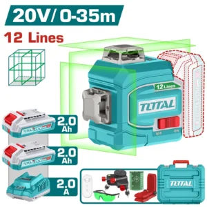 Kit nivel láser 20V + 2 Baterías 2AH + cargador Total